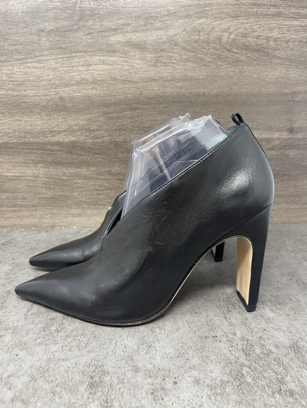 Schutz Womens Size 9.5 Black Leather Pointed Toe High Heel Pumps Ankle Booties